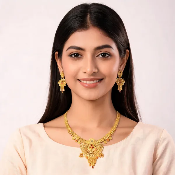 Gold_Brass_Traditional_Statement_Necklace_Set_For_Women