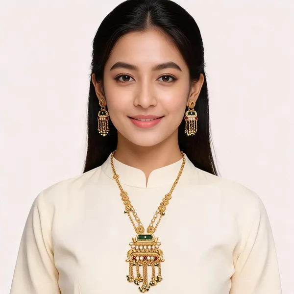 Gold_Brass_Traditional_Necklace_Set_For_Women