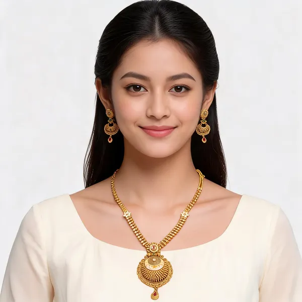 Gold_Brass_Traditional_Necklace_Set_For_Women