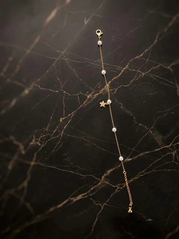 Gold_Stainless_Steel_Faux_Pearl_Star_Charm_Chain_Bracelet_For_Women