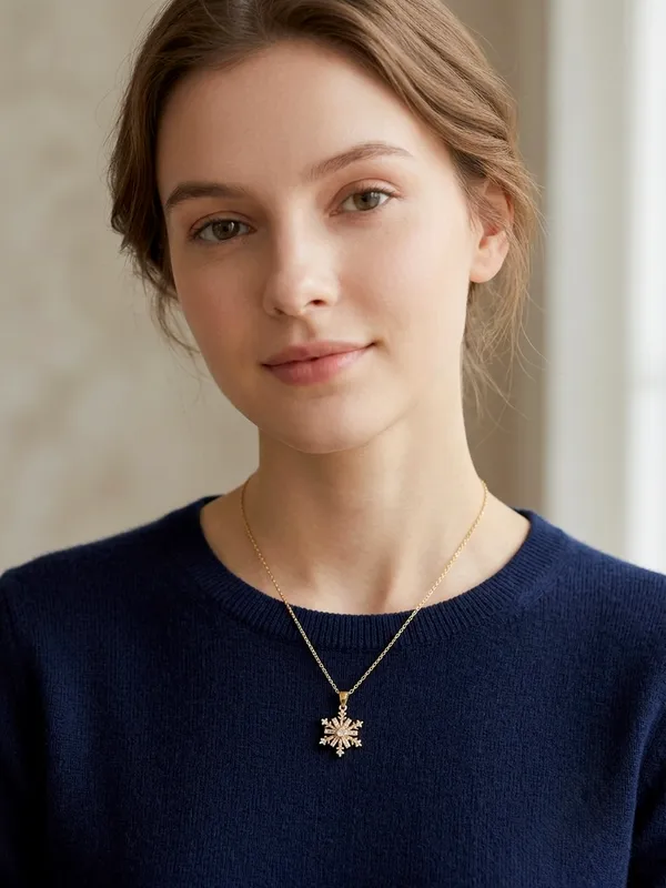 Gold_Stainless_Steel_Snowflake_Pendant_Necklace_For_Women