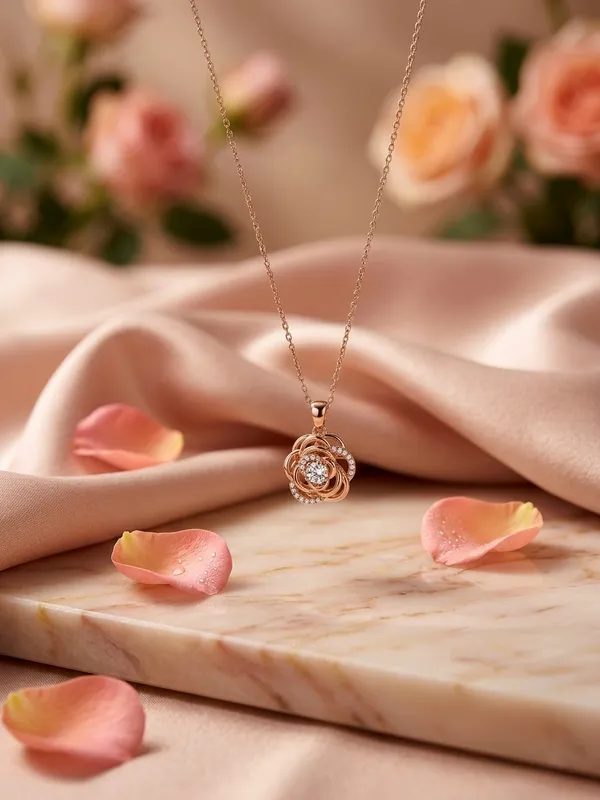Rose_Gold_Stainless_Steel_Floral_Faux_Pearl_Pendant_Necklace_For_Women