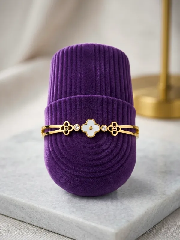 Gold_Copper_Floral_Charm_Cuff_Bracelet_For_Women