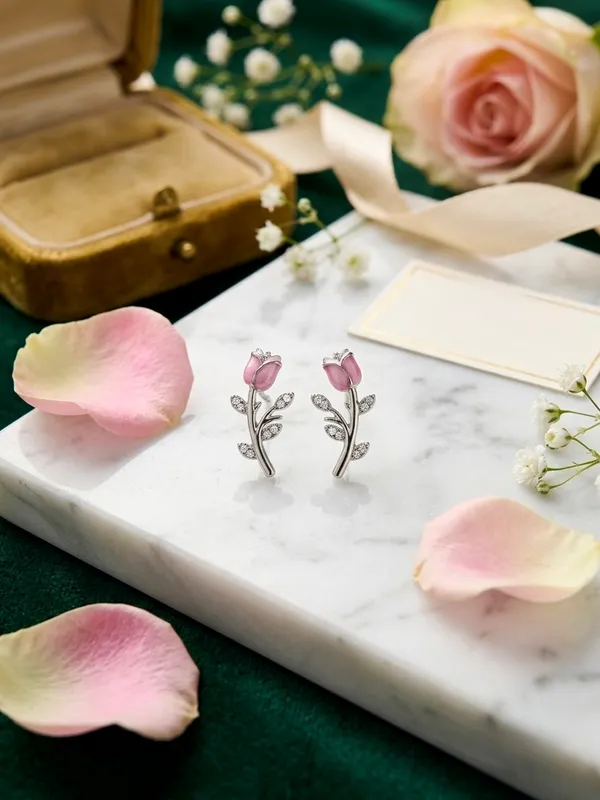 Silver_Alloy_Floral_Design_Earrings_For_Women
