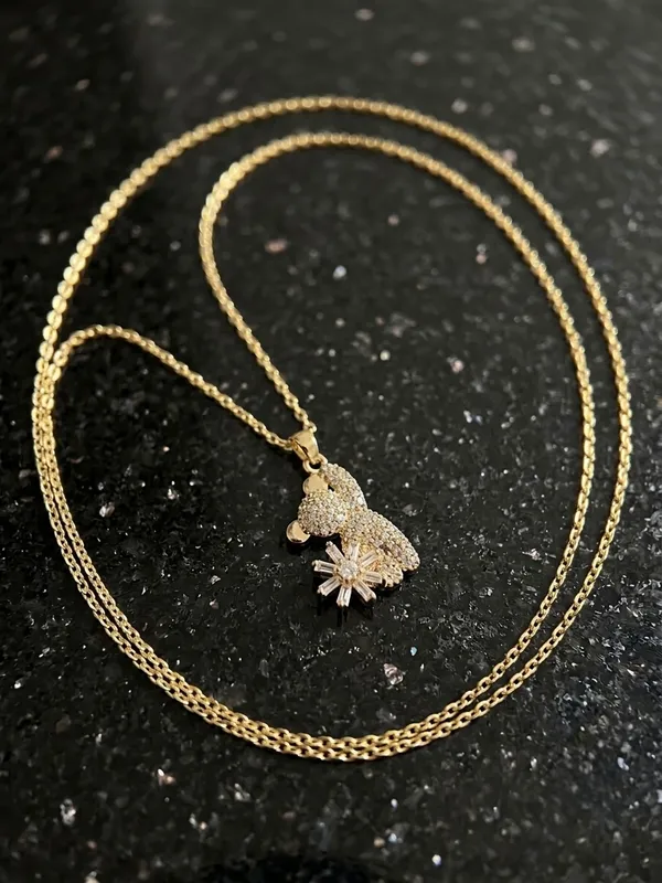 Gold_Stainless_Steel_Teddy_Bear_Pendant_Necklace_For_Women