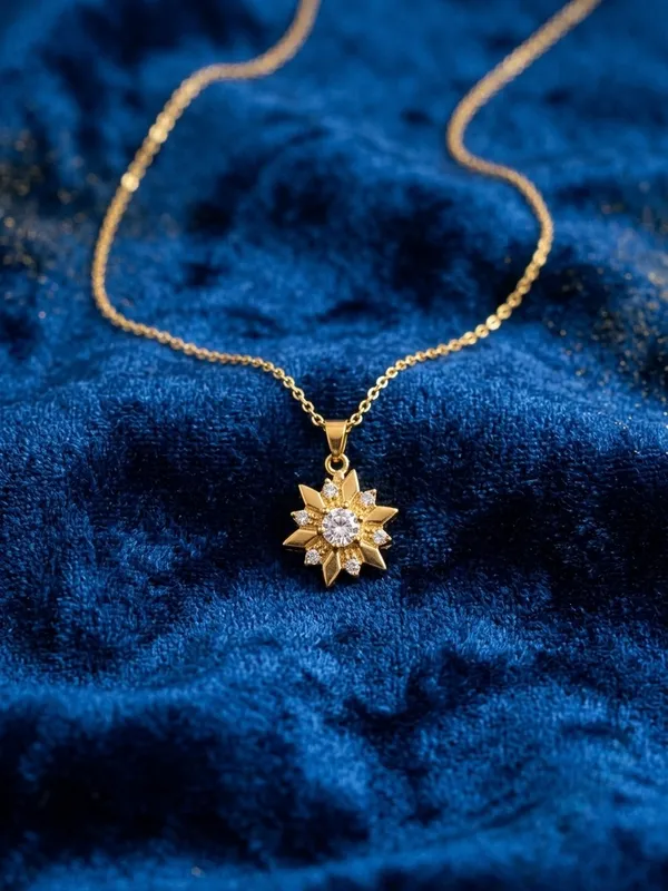 Gold_Stainless_Steel_Floral_Pendant_Necklace_For_Women
