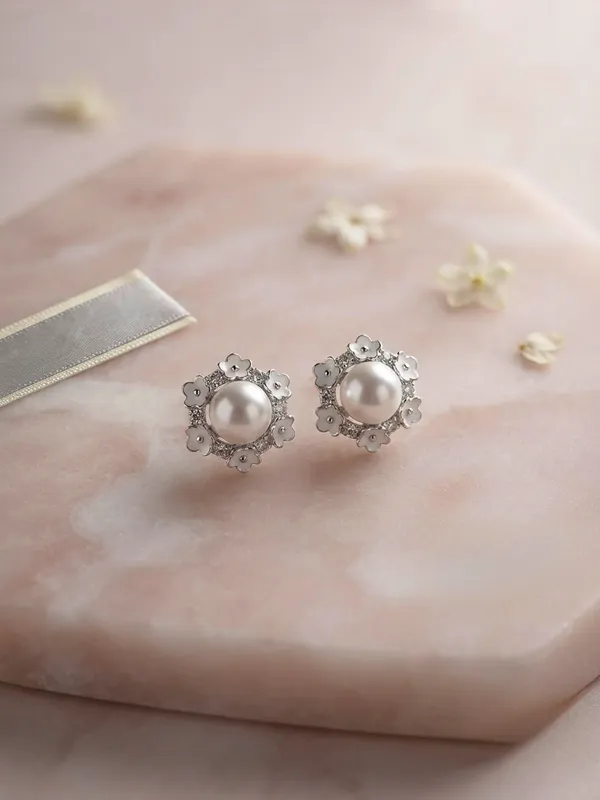 Gold_Alloy_Faux_Pearl_Floral_Stud_Earrings_For_Women