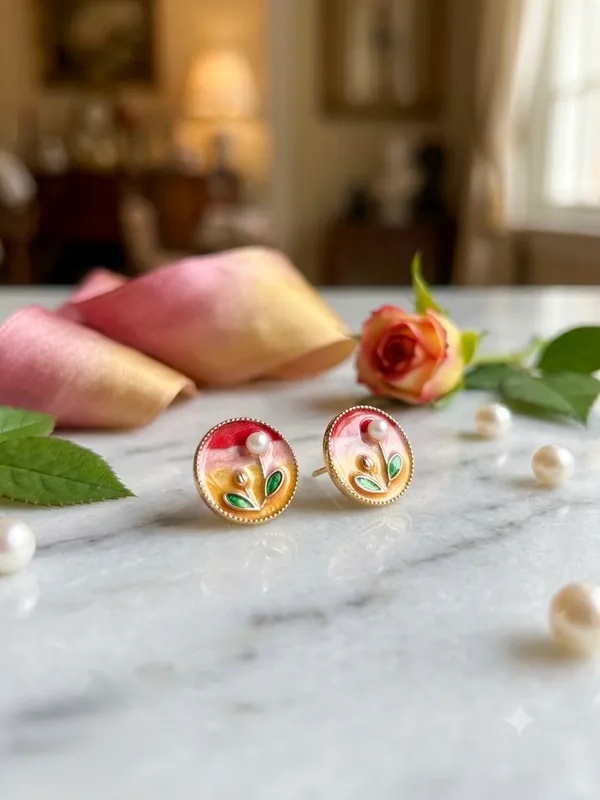 Rose_Gold_Alloy_Faux_Pearl_Embellished_Stud_Earrings_For_Women