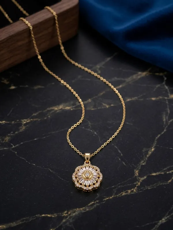 Gold_Stainless_Steel_Floral_Pendant_Necklace_For_Women