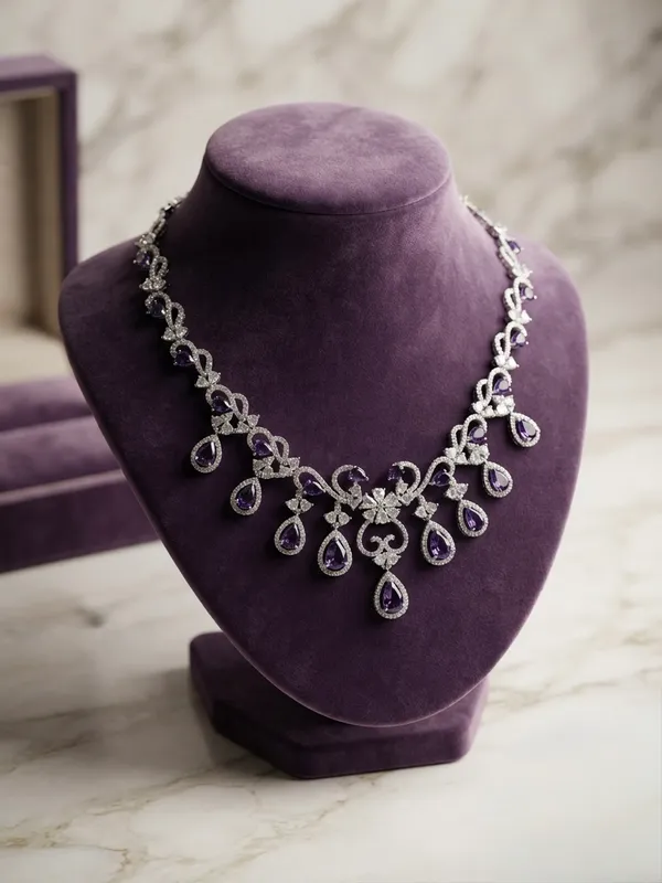 Silver_American_Diamond_Purple_Stone_Floral_Necklace_Set_For_Women