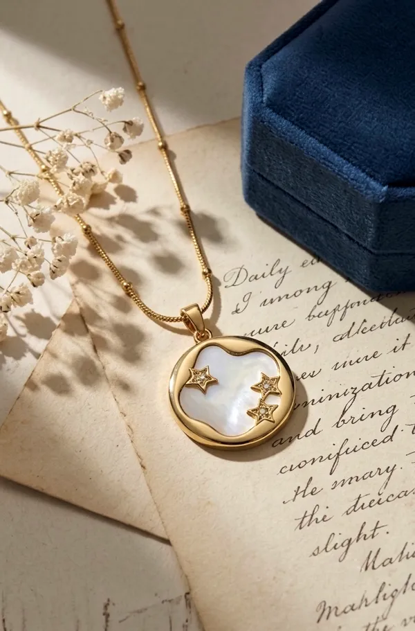 Gold_Stainless_Steel_Engraved_Round_Pendant_Necklace_For_Women