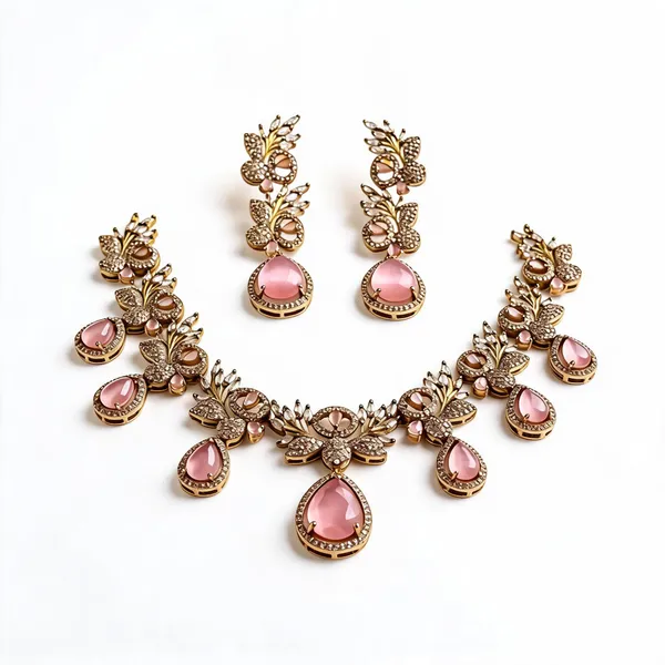 Gold_American_Diamond_Floral_Pink_Stone_Necklace_Set_For_Women