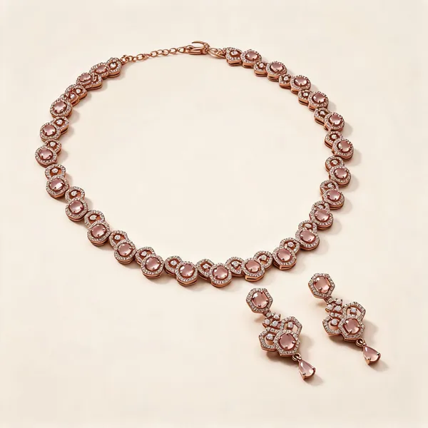 Rose_Gold_American_Diamond_Floral_Necklace_Earrings_Set_For_Women