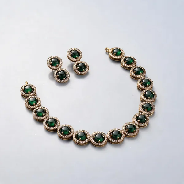 Gold_&_Green_American_Diamond_Round_Stone_Necklace_Set_For_Women