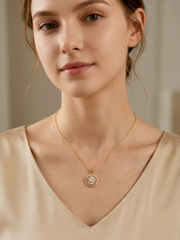 Gold_Stainless_Steel_Floral_Pendant_Necklace_For_Women