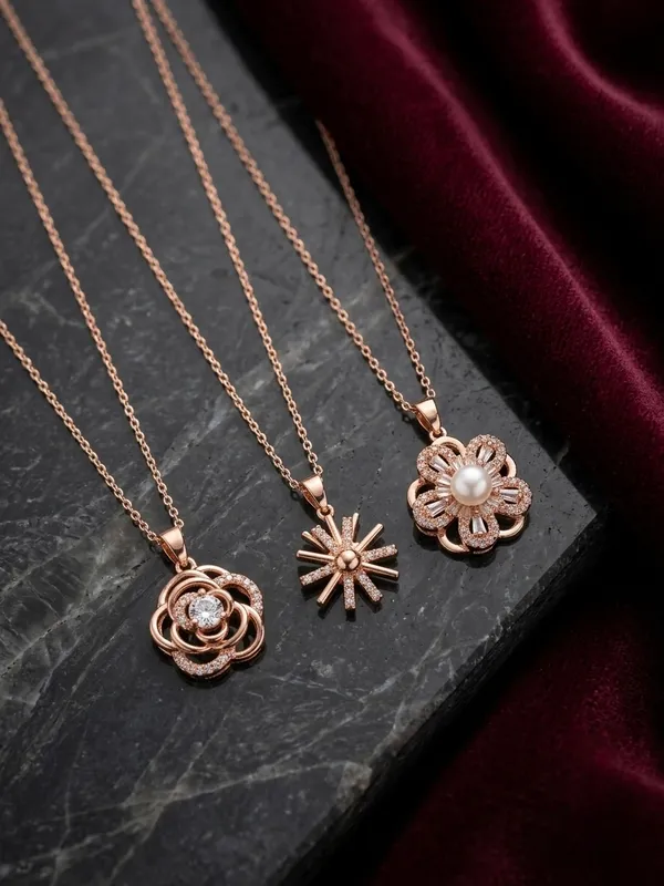 Rose_Gold_Stainless_Steel_Floral_Faux_Pearl_Pendant_Necklace_For_Women