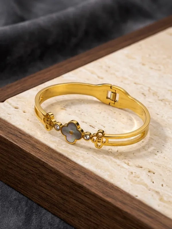 Gold_Copper_Floral_Charm_Cuff_Bracelet_For_Women
