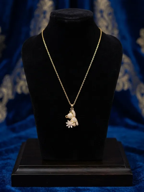 Gold_Stainless_Steel_Teddy_Bear_Pendant_Necklace_For_Women