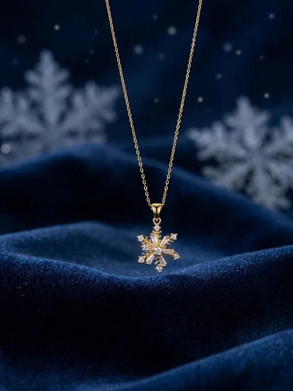 Gold_Stainless_Steel_Snowflake_Pendant_Necklace_For_Women