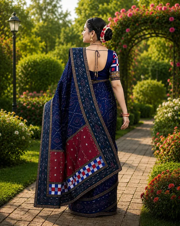 Maroon_Navy_Blue_Cotton_Printed_Saree_For_Women