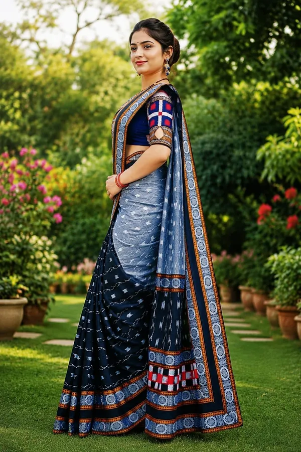 Navy_Blue_Cotton_Printed_Saree_For_Women