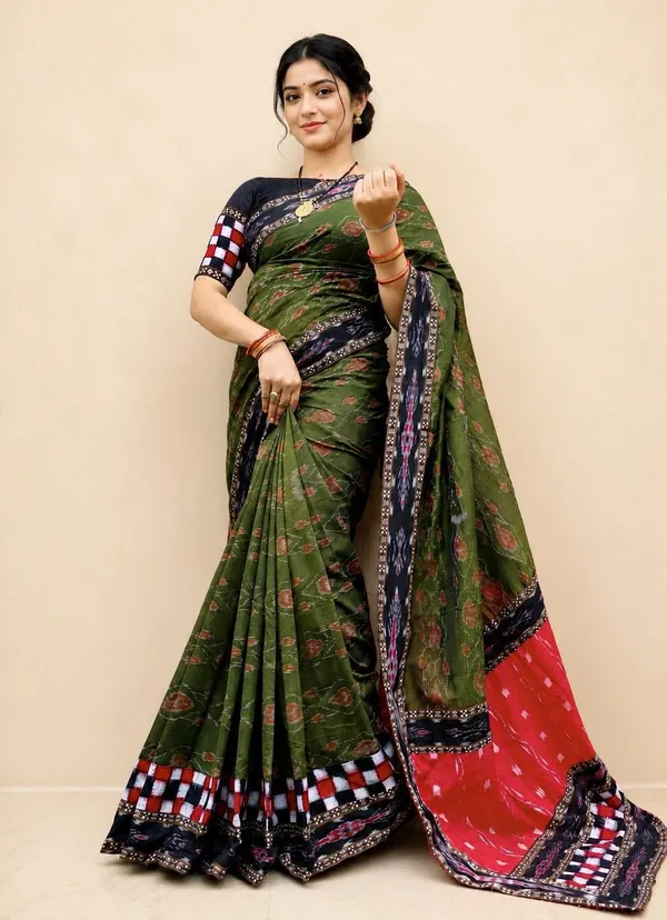 Green_Cotton_Printed_Saree_For_Women