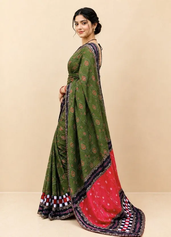 Green_Cotton_Printed_Saree_For_Women