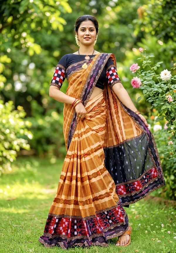 Yellow_Blue_Cotton_Printed_Saree_For_Women