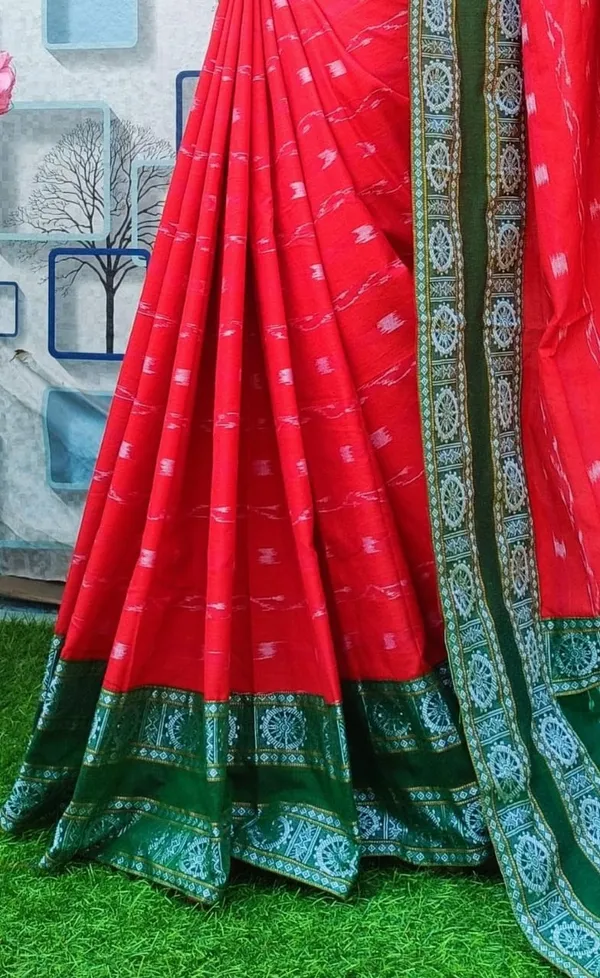 Red_Cotton_Printed_Ethnic_Saree_For_Women