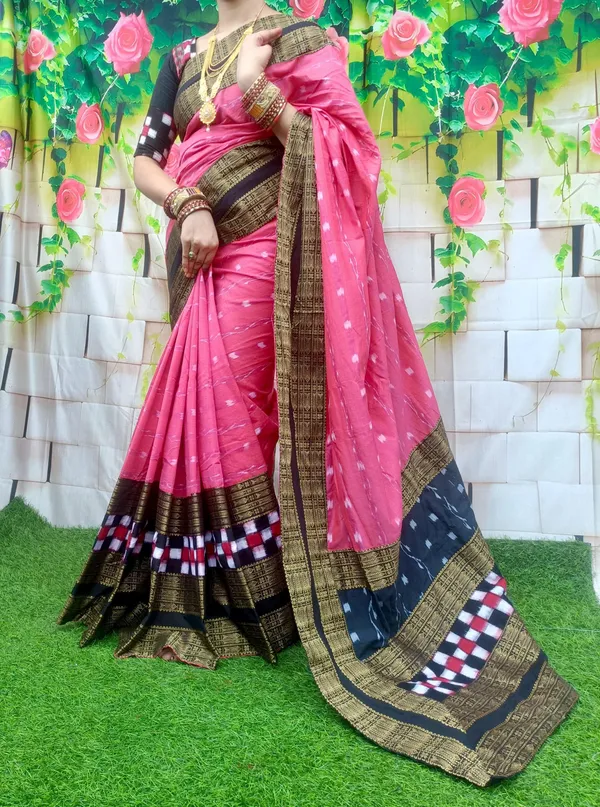 Pink_Black_Cotton_Printed_Saree_For_Women