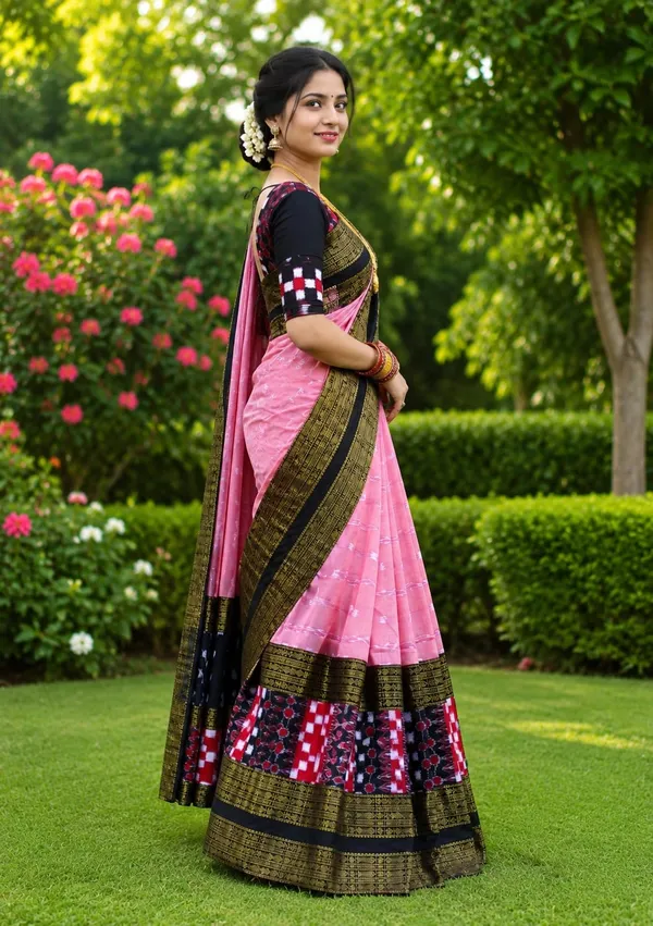 Pink_Black_Cotton_Printed_Ethnic_Saree_For_Women
