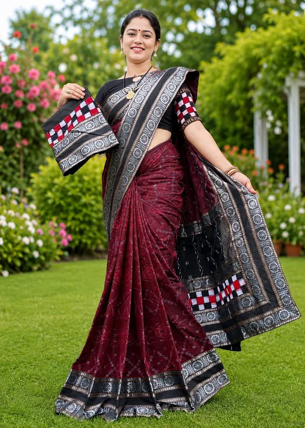 Maroon_Cotton_Printed_Saree_For_Women