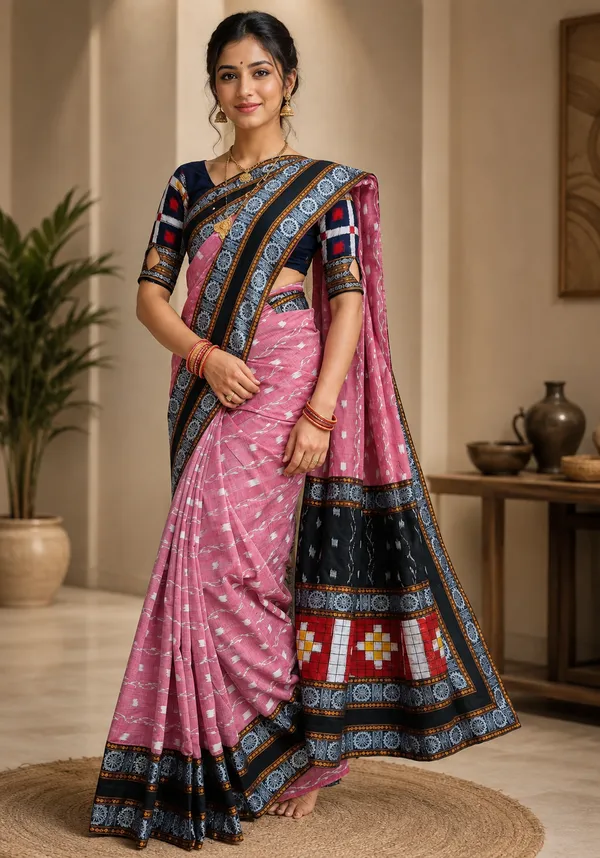 Pink_Cotton_Printed_Saree_For_Women