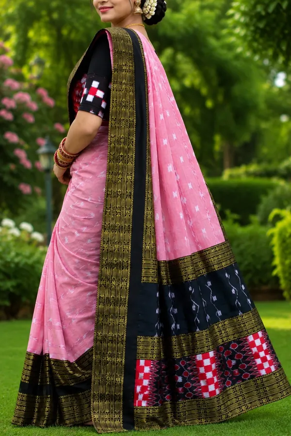 Pink_Black_Cotton_Printed_Ethnic_Saree_For_Women
