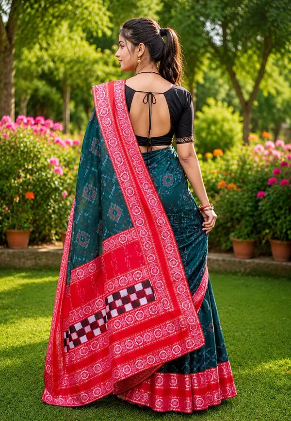 Teal_Cotton_Printed_Saree_For_Women