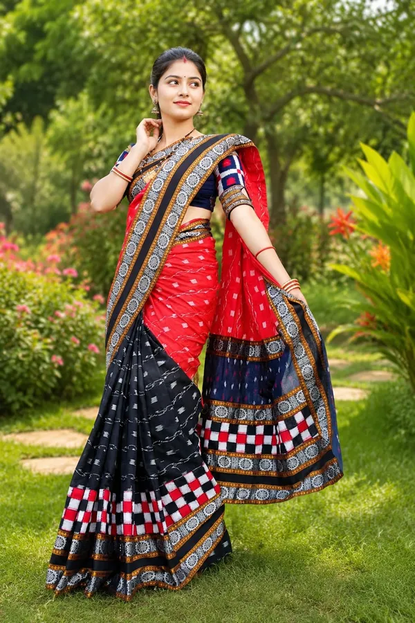 Red_Black_Cotton_Printed_Saree_For_Women