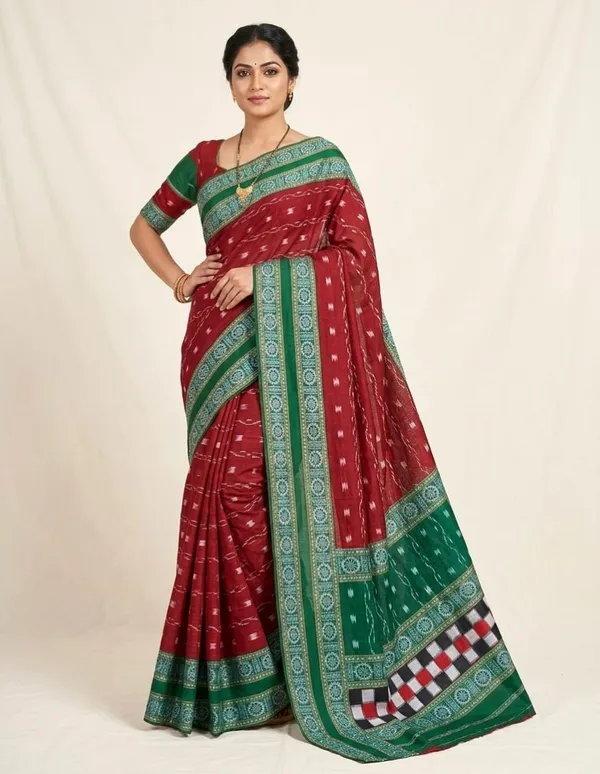 Maroon_Cotton_Printed_Saree_For_Women