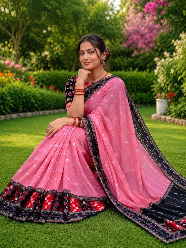 Pink_Cotton_Printed_Saree_For_Women