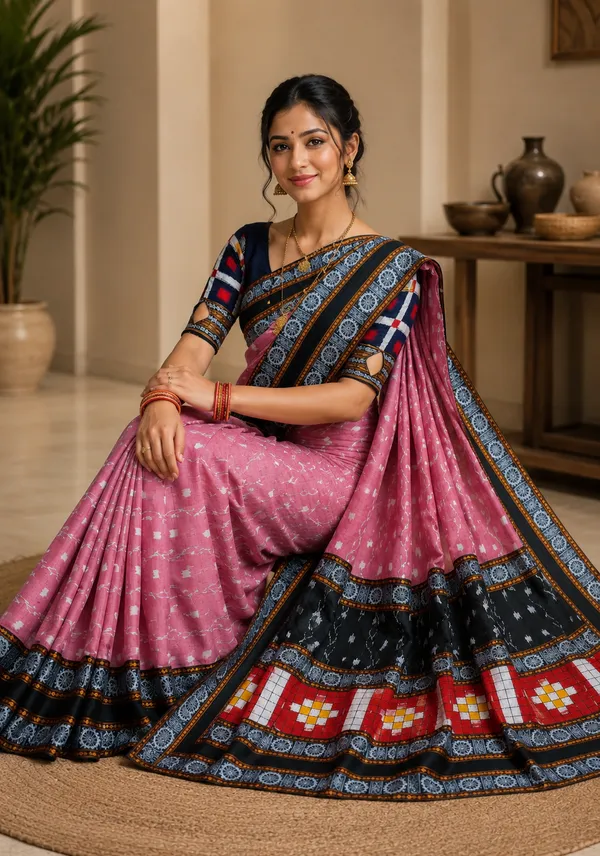 Pink_Cotton_Printed_Saree_For_Women