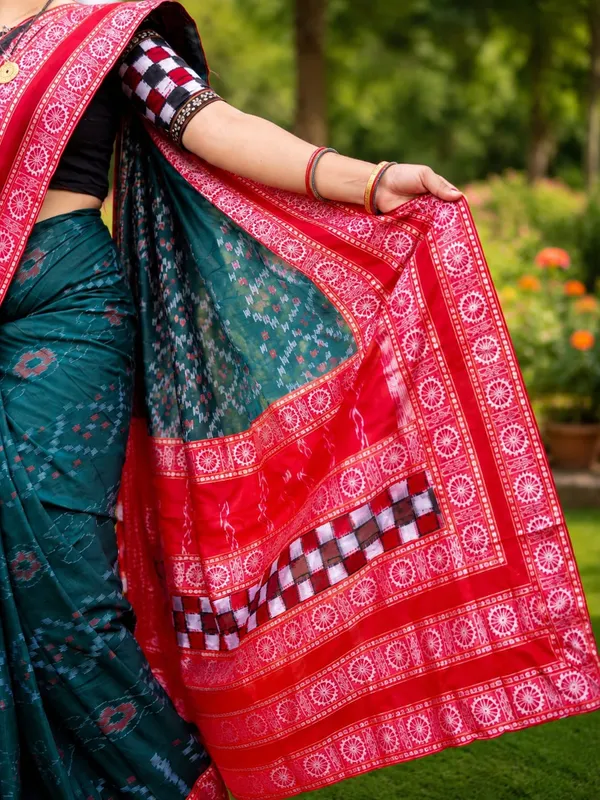 Teal_Cotton_Printed_Saree_For_Women