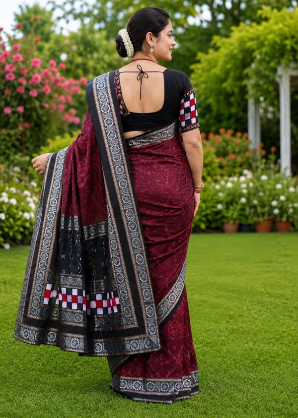 Maroon_Cotton_Printed_Saree_For_Women