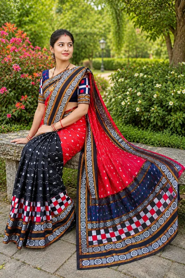 Red_Black_Cotton_Printed_Saree_For_Women