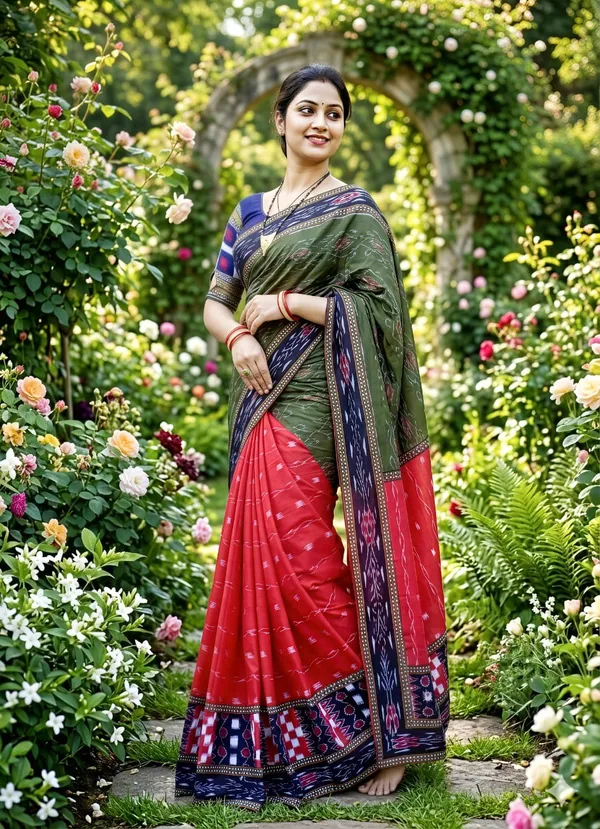 Red_Olive_Green_Cotton_Printed_Saree_For_Women
