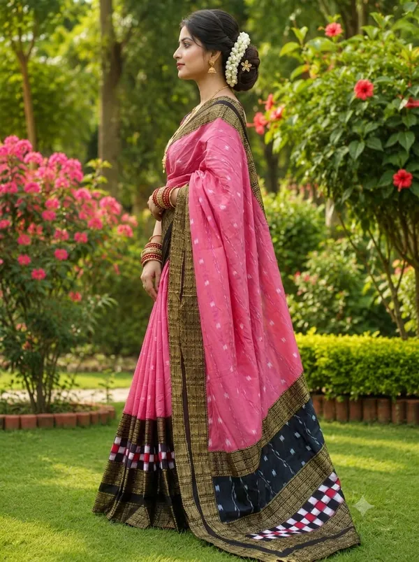 Pink_Black_Cotton_Printed_Saree_For_Women