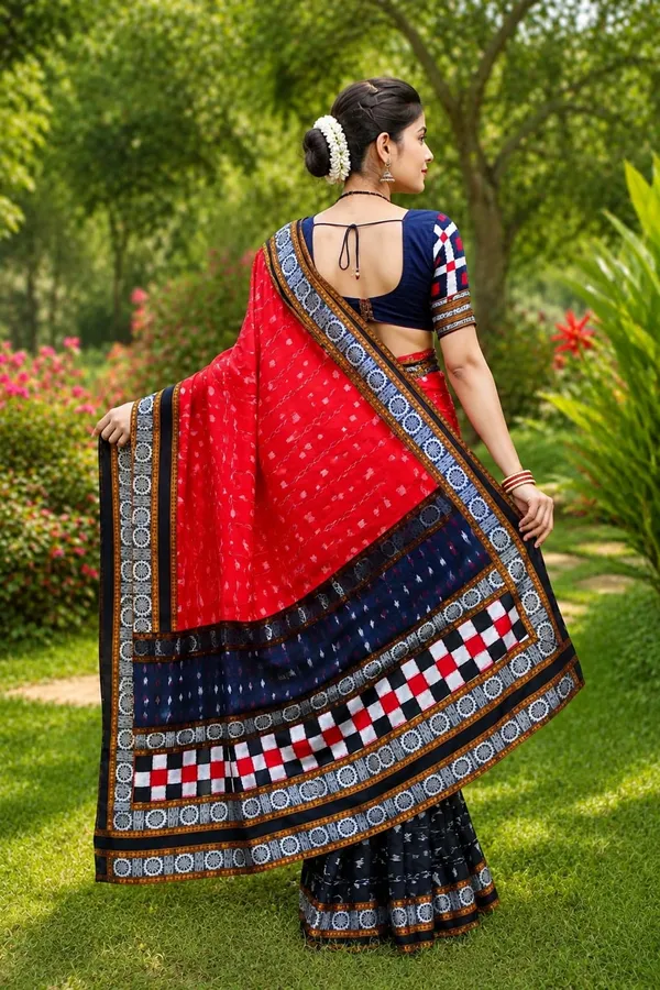 Red_Black_Cotton_Printed_Saree_For_Women