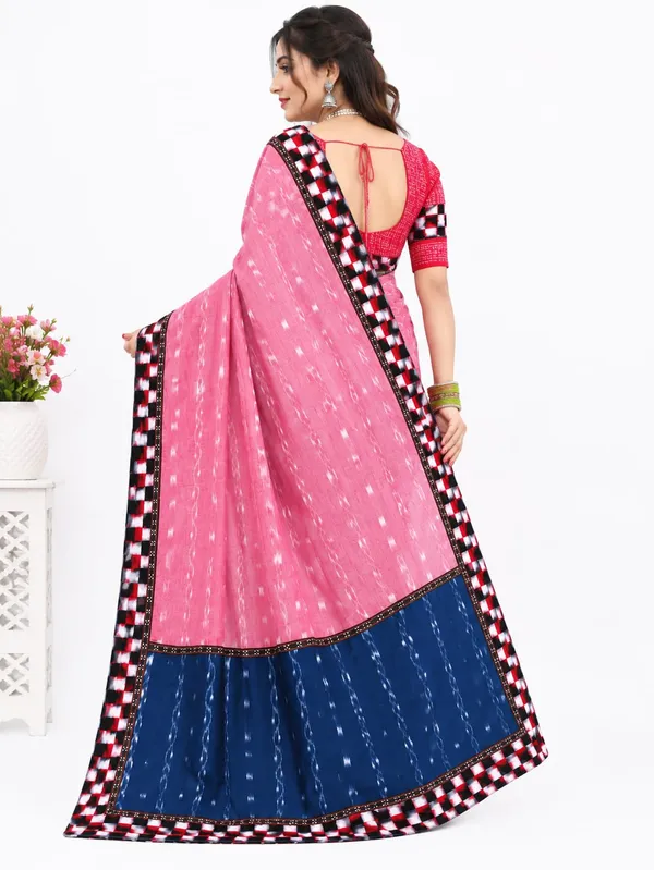 Pink_Blue_Cotton_Contrast_Border_Saree_For_Women