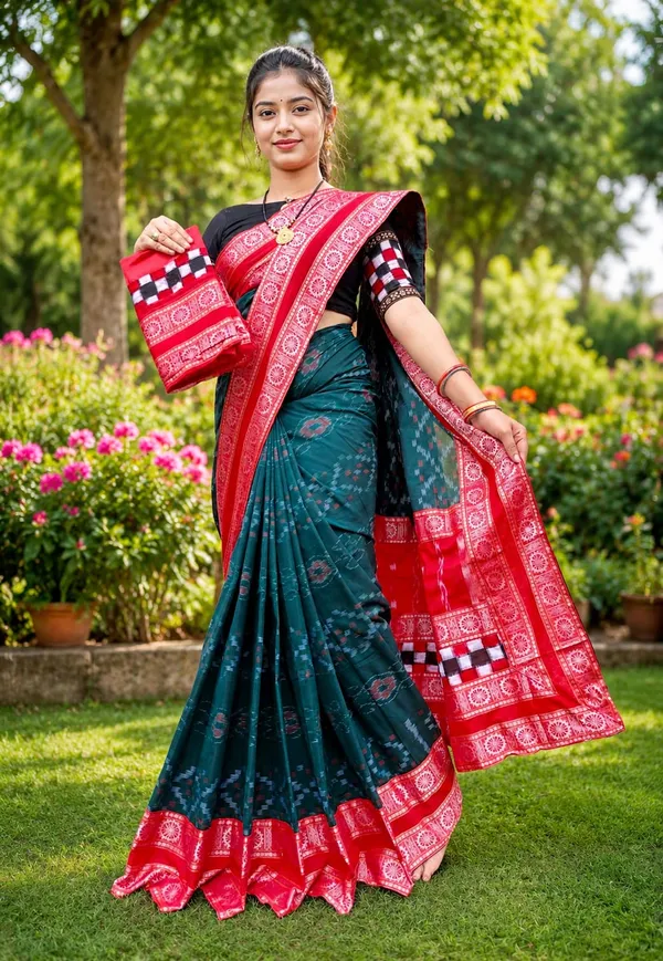Teal_Cotton_Printed_Saree_For_Women