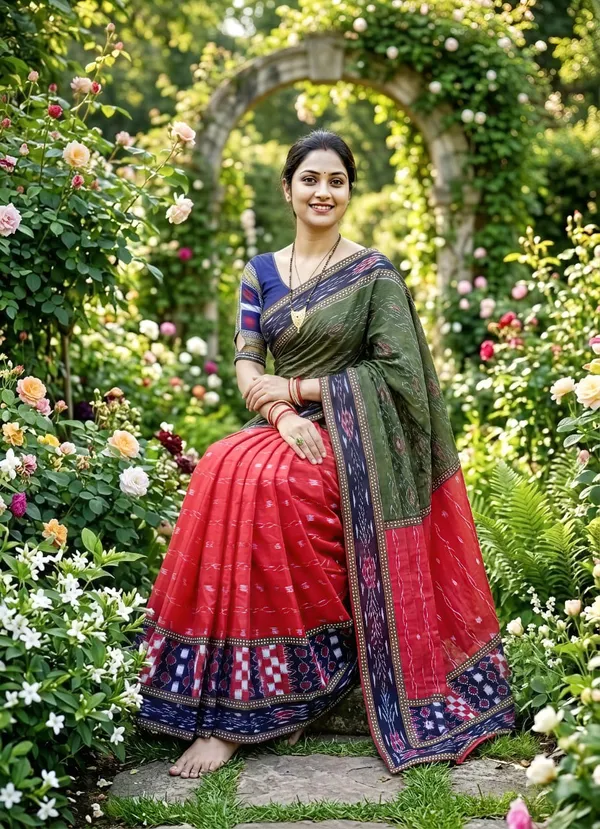 Red_Olive_Green_Cotton_Printed_Saree_For_Women