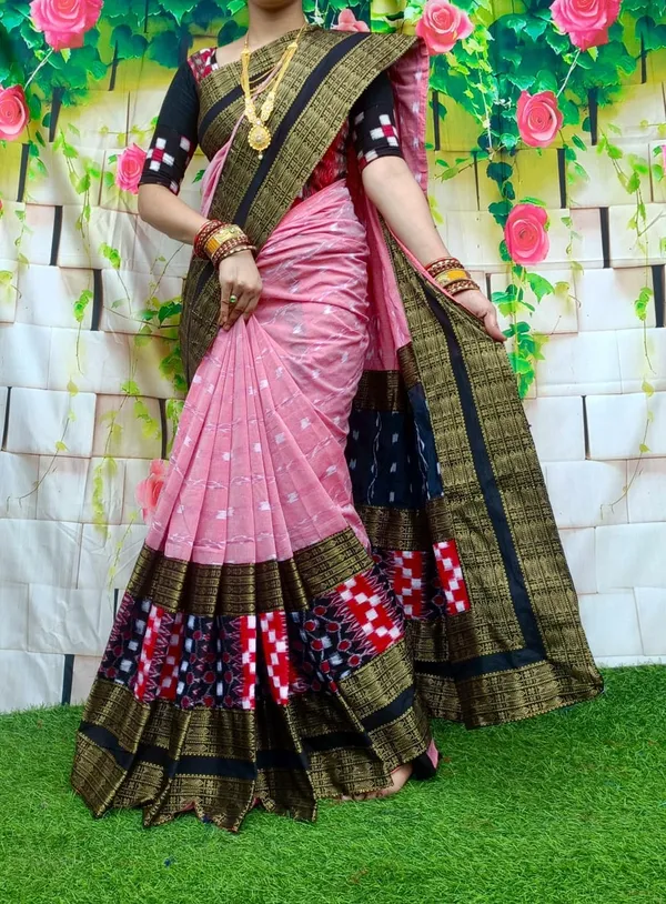 Pink_Black_Cotton_Printed_Ethnic_Saree_For_Women