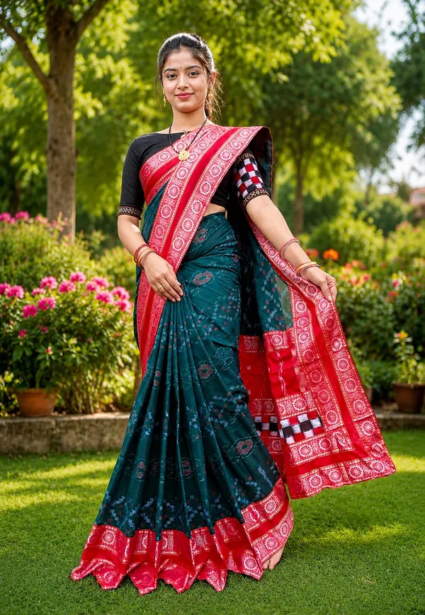 Teal_Cotton_Printed_Saree_For_Women